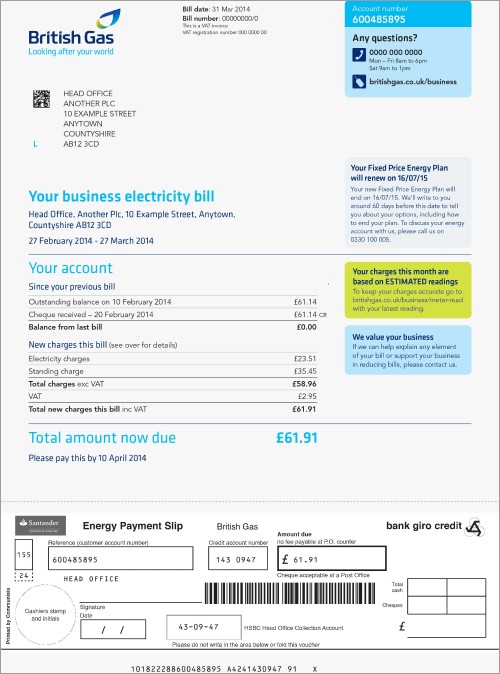 British Gas Business Bill