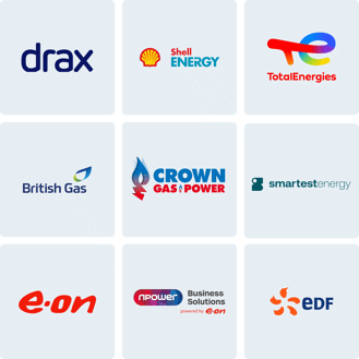 Energy procurement supplier logos for businesses from Love Energy Savings.